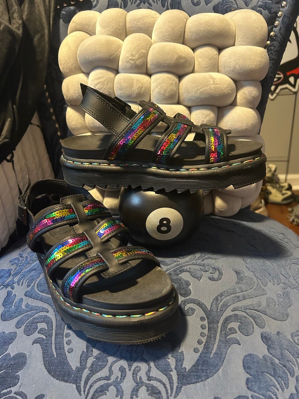 Dr Martens Yelena Rainbow Sequin Sandals size 8/EU 39